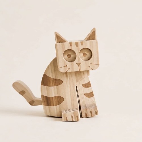 Wooden gravity walking cat - gravity, toy
