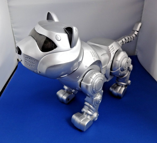 Robotic interactive silver cat - interactive,