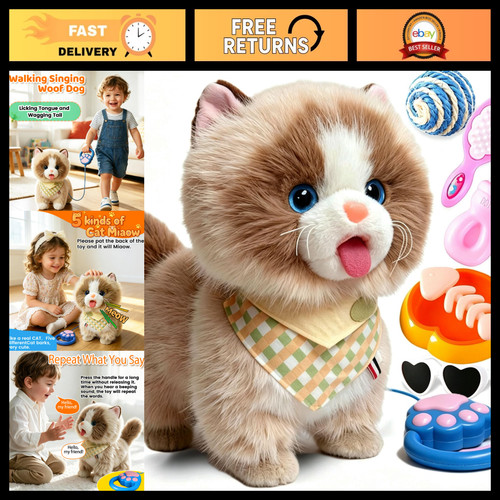 Interactive walking cat toy - walking,